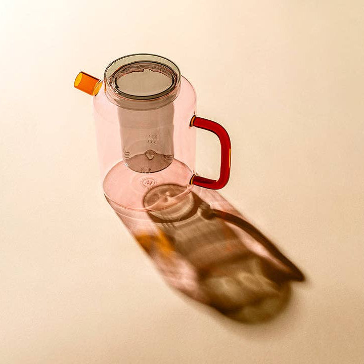 Loose leaf teapot pink orange and grey