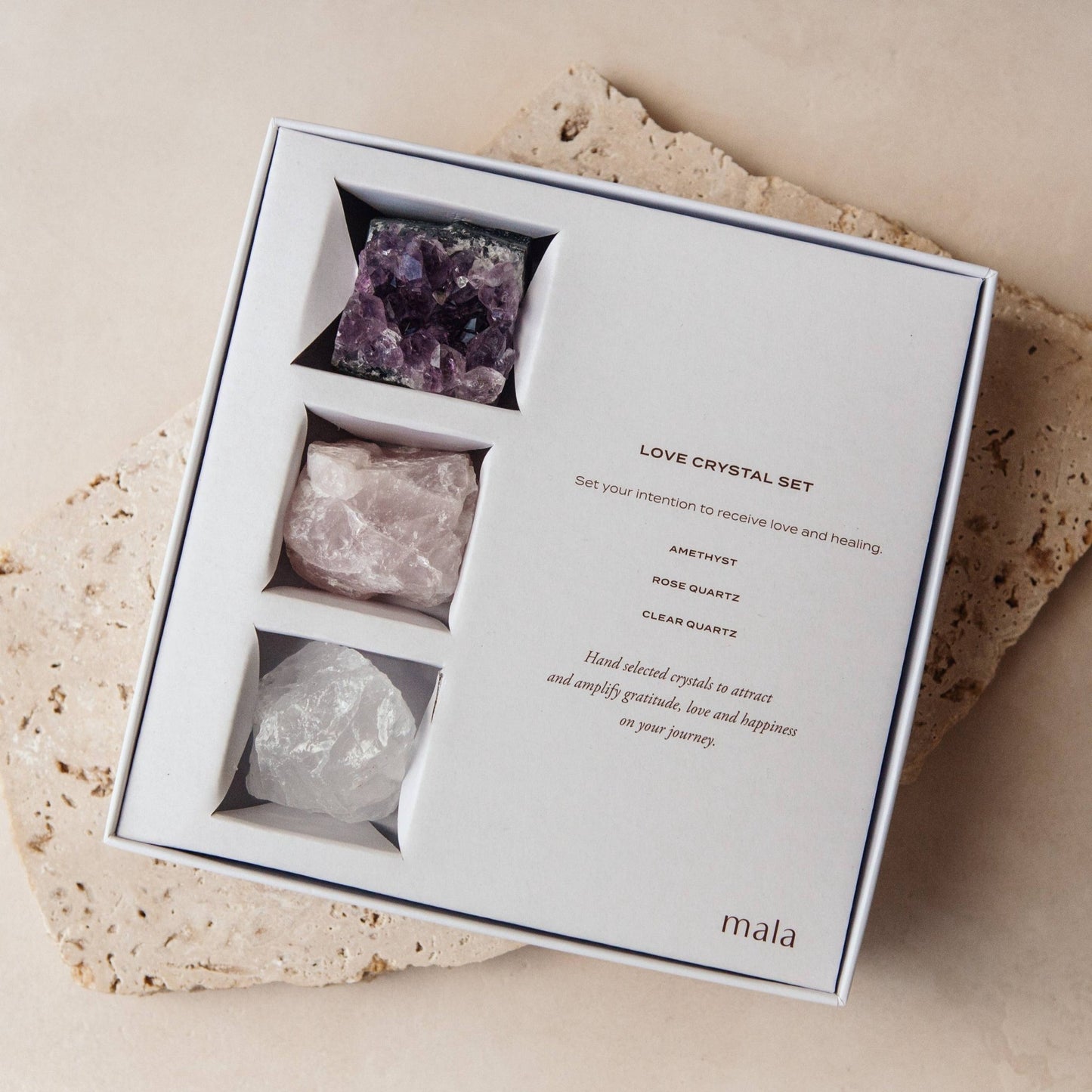 Love crystal set - Amethyst, Rose Quartz, Clear Quartz