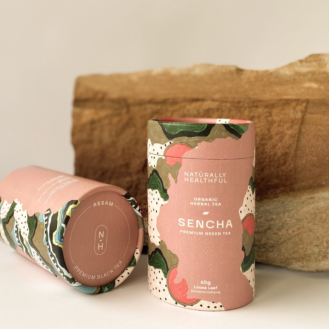 Premium green sencha tea and black assam tea