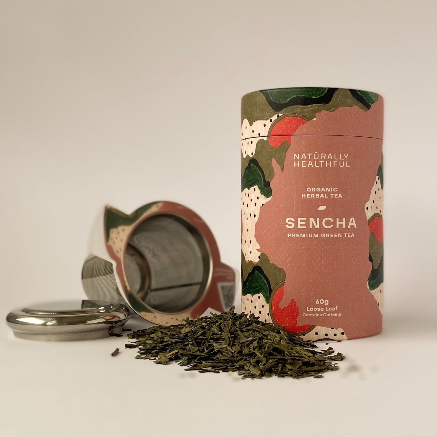 Green sencha tea with stainless steel infuser