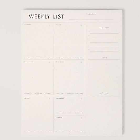 Weekly planner pad one week per page