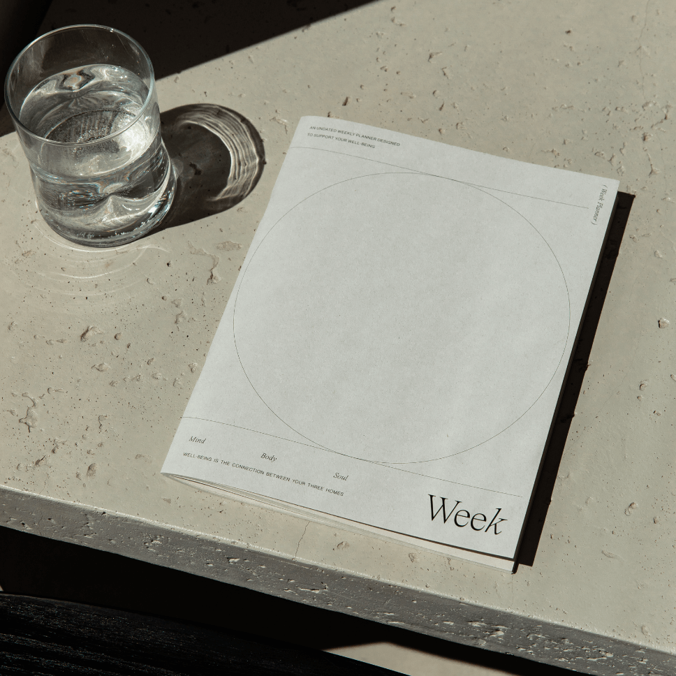 Weekly planner on table
